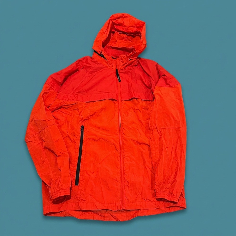 American Eagle Technical Outerwear Men's Windbreaker Jacket Orange XLT Hooded